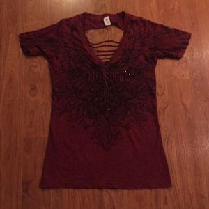 NWOT Affliction bling and knot back top